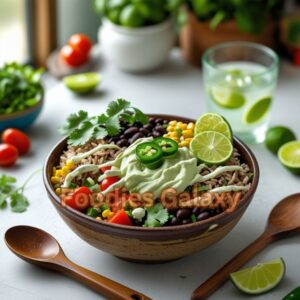 Vegetarian Burrito Bowl with Avocado Crema