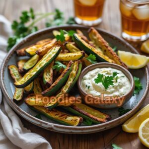 Crispy Air-Fried Zucchini Fries with Garlic Dip