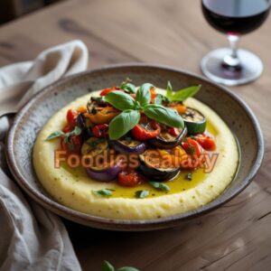 Creamy Goat Cheese Polenta with Ratatouille
