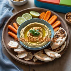 Healthy Hummus with Pita and Carrots for Kids