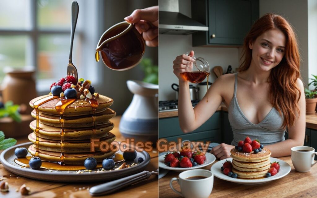  High Protein Vegetarian Pancakes with Maple Syrup
