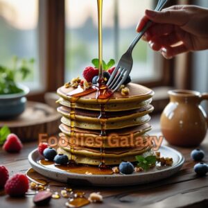  High Protein Vegetarian Pancakes with Maple Syrup