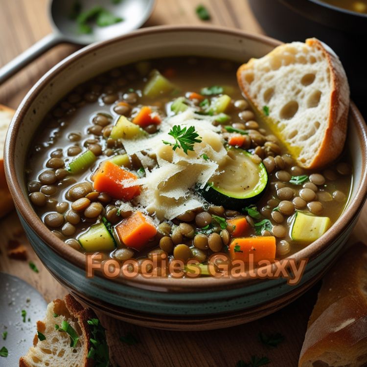 One-Pot Lentil & Vegetable Soup with Parmesan