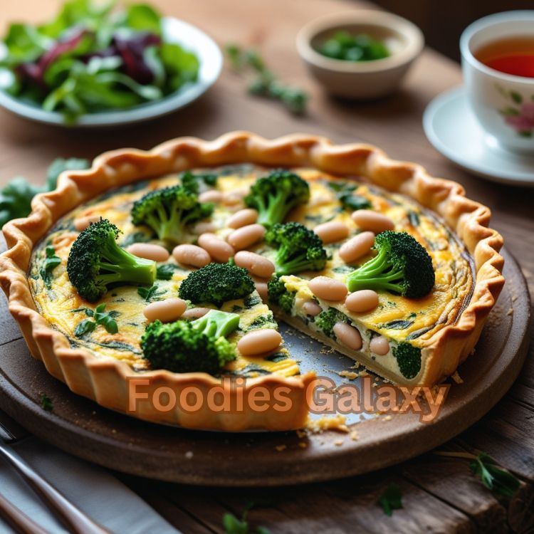 Vegetarian Broccoli, White Bean, and Cheese Quiche