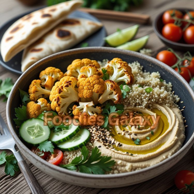 Roasted Cauliflower and Hummus Bowl